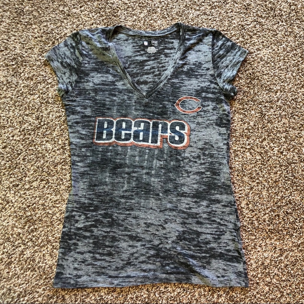 Chicago Bears Heather Gray V-Neck Tee Size Large